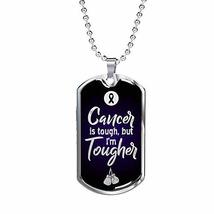 Express Your Love Gifts Cancer Fighter Necklace Tougher Than Cancer Stainless St - £43.38 GBP