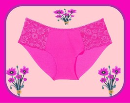 L  Hot Pink Bali Orchid w Lace NO SHOW Smooth Victorias Secret Hiphugger Panty - £9.99 GBP