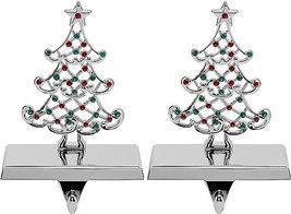 Holiday 2 Pc. Christmas Tree with Red Green Stones Stocking Holders Stan... - £12.78 GBP