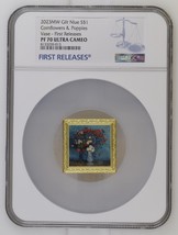 1 Oz Silver Coin 2023 Niue $1 Vincent Van Gogh Vase with Cornflowers NGC... - $294.00