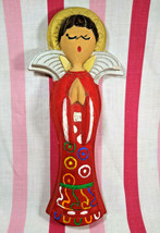 Vintage Mid Mod 1960&#39;s Colorful Ceramic Praying ANGEL Figure Hand Painted - £8.03 GBP