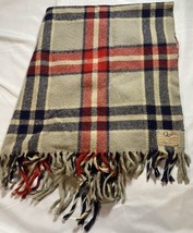 Vintage Quiltex Wool Pram 37” By 45” With Tassles Brown Black Red - £12.86 GBP