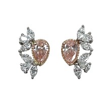 1.32 Carats Poire Labo Grown Chic Intense Diamant Rose Boucles D&#39;Oreille... - $16,346.54 MXN