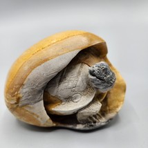 Hatching Turtle Figurine Hand Carved Stone Sculpture Yellow Gray Vtg - £30.92 GBP