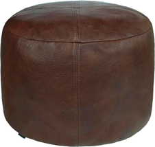 Unstuffed Faux Leather Pouf Cover, Handmade Footstool Ottoman Storage So... - £52.15 GBP