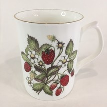 Mug Tea Cup With Strawberries By Jason Made In England Gold Rim Fine Bon... - $11.86