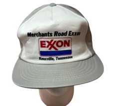 Vintage Exxon Gas Oil Co Gray white snapback Trucker Hat cap Knoxville T... - £29.23 GBP