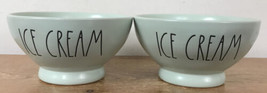 Set Pair 2 Rae Dunn Artisan Collection Mint Turquoise Teal Ice Cream Bowls - £47.81 GBP