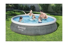 Bestway Round Swimming Pool Rattan 530 Gal Filter Pump Set Easy To Assemble New - £208.45 GBP