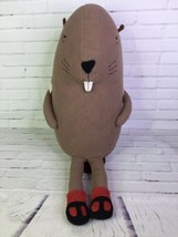 The Land Of Nod Not So Busy Beaver Brown LARGE Plush Stuffed Animal Toy Doll 20&quot; - £38.76 GBP