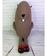 The Land Of Nod Not So Busy Beaver Brown LARGE Plush Stuffed Animal Toy ... - £38.05 GBP