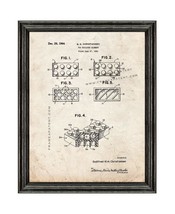 Lego Toy Building Block Element Patent Print Old Look with Black Wood Frame - £19.28 GBP+