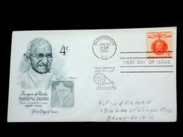 1961 Mahatma Gandhi First Day Issue Envelope 4 cent Stamp Hindu India - $2.60