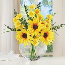 Sunflower Daisy Floral Bouquet w/ Vase Centerpiece Artificial Flowers Ho... - $28.99