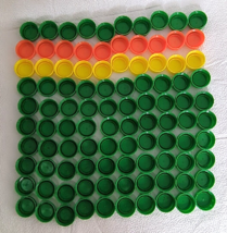 100 Plastic Iced Tea Bottle Caps Green Yellow Orange Crafts - £4.66 GBP