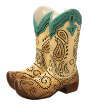 Pioneer Woman Cowboy Boot Planter Ceramic Rustic Country Western Brown T... - $653.70 MXN