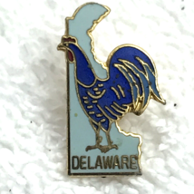 Delaware Rooster State Shape Pin Vintage Metal Enamel Gold Tone - $10.00