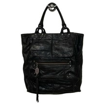 Juicy Couture Black Lamb Leather Heiress Large Tote bag Y2K Moto - £78.27 GBP