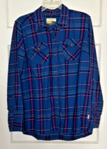 Magellan Men's Blue and Pink Plaid Button Down Shirt Size L - $20.10