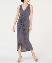 Vince Camuto Womens Metallic Ruched Evening Dress Size 12 Color Steel - £140.68 GBP