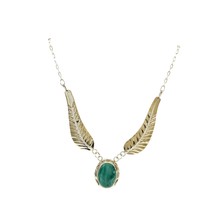 Vtg Sterling Silver Signed CT Clayton Tom Navajo Malachite Stone Necklac... - $222.75