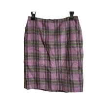 Ann Taylor Loft Womens Wool Blend Lined Skirt Plaid Purple Gray Green Si... - $11.54