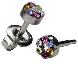Ear Piercing Earrings MAXI 5mm Hypoallergenic Multi-Colored Crystal Daisy - £3.45 GBP