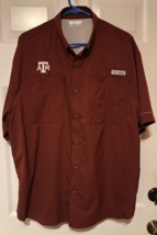 Texas A &amp; M Aggies Columbia PFG  Omni Shade Fishing SS Shirt Mens Sz L Maroon - £14.50 GBP