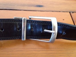 Mens Dickies Black Genuine Leather Belt w Silvertone Metal Buckle 44 - £14.89 GBP