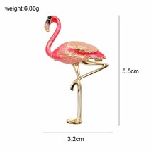 Stunning diamonte gold plated vintage look flamingo bird christmas brooch pin c1 - £13.15 GBP