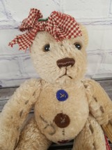  First &amp; Main 10&quot; Teddy Bear Soft Tender Patch Plush Brown Heart Stuffed Animal - £9.41 GBP