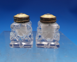 Norwegian Sterling Silver Glass Salt Pepper Shaker Set Yellow Enamel (7437) - €90,78 EUR