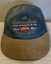 Vintage OG Levi’s Strauss &amp; Co. Denim Suede Bill Hat 80’s Levi’s Jean - £102.06 GBP