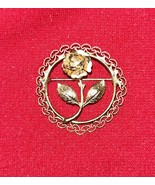 Vtg Golden Rose Filigree Round Brooch Pin J264 - $10.85 CAD