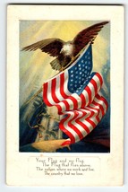 4th Of July Postcard Eagle Patriotic Your Flag And My Flag Flies Above Series 4 - £11.20 GBP
