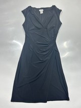 Kate Hill Dress Black V Neck Flattering Fit Shirred Size 10 Stretchy - £20.67 GBP