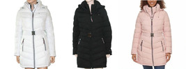 Tommy Hilfiger Women&#39;s Belted Puffer Jacket with Removable Hood - $67.99