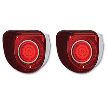 68 Chevy Biscayne Biscayne Red Tail Brake Turn Signal Light Lens &amp; Trim Pair - £29.65 GBP
