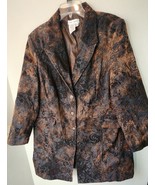 Vibrant Ulla Popken Womens Brown Black Long Blazer Jacket Relaxed Fit Si... - $24.02
