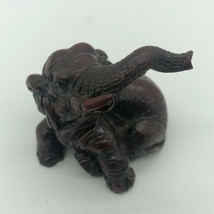 Vintage Asian Elephant Figurine Red Resin 2&quot; Décor Mini Statue   - $13.00