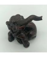 Vintage Asian Elephant Figurine Red Resin 2&quot; Décor Mini Statue   - £10.21 GBP