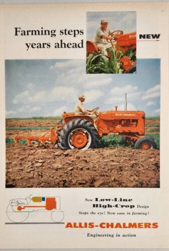 1957 Print Ad Allis-Chalmers Tractors Low-Line High Crop Plowing Milwaukee,WI - $20.68