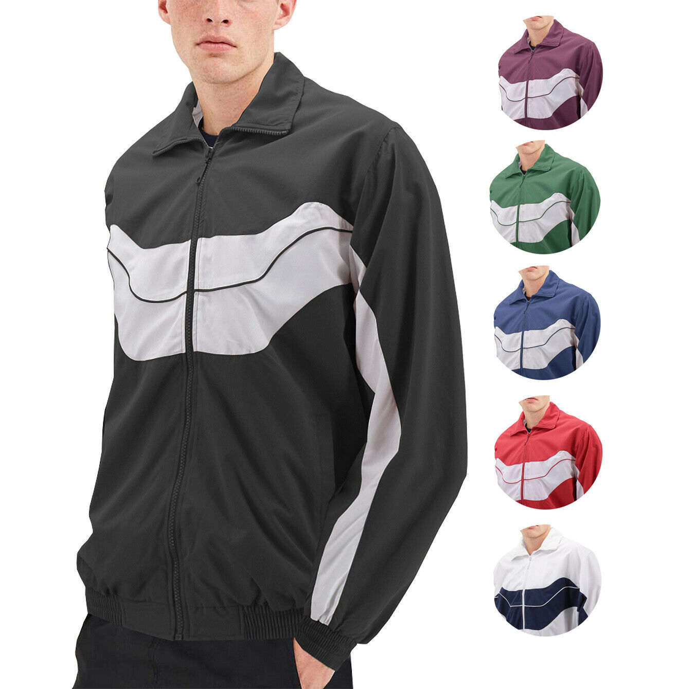Men's Casual Running Working Out Jogging Gym Fitness Zipper Track Jacket - £22.56 GBP