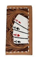 Men&#39;s Western Basket Weave Tooled Leather Beaded Rodeo Wallet 18RSW-Rodeo - $48.99