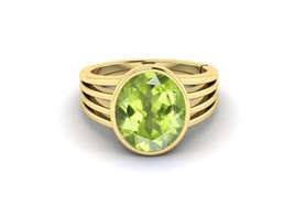 Taglio Ovale Verde Anello Peridoto 925 Argento Sterling 14K Placcato Oro Jewelry - £51.36 GBP