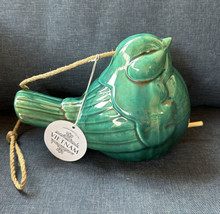 Handcrafted Ceramic Green Bird Shaped Birdhouse NEW 9”L x 6”W x 6”T One Entrance - £18.82 GBP