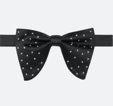 Elegant Egara Pre-Tied Black Butterfly Bow Tie with Chrome Stud Details - £25.19 GBP