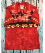 BISHOP ST. APPAREL Blood Orange Hawaiian Shirt Cotton Tropical Beach Sz ... - $28.49 CAD