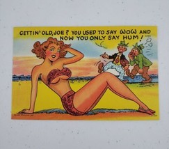 Curt Teich Sexy Risque Woman On Beach Old Joe Gawking C-805 Linen Postcard 1952 - $9.00