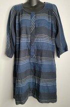 Ace &amp; Jig Women Dress Medium Blue Navy Stripe Metallic 3/4 Sleeves Anthr... - £91.91 GBP
